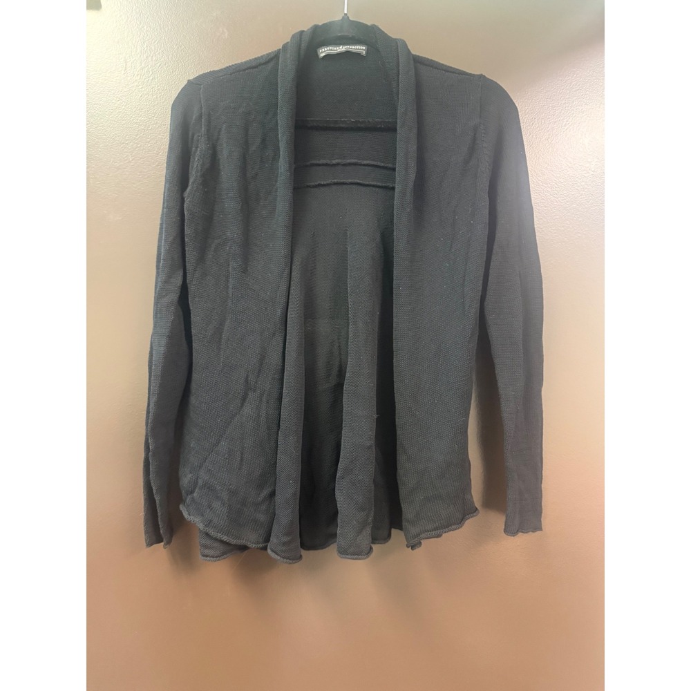 Peruvian Connection Black 100% Pima Cotton Open Front Swing Cardigan Sweater‎ S
